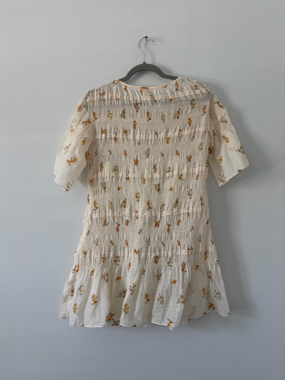 Rebecca Taylor Marigold Ines Floral Smocked Boho Short Sleeve Mini Dress S - Picture 3 of 9